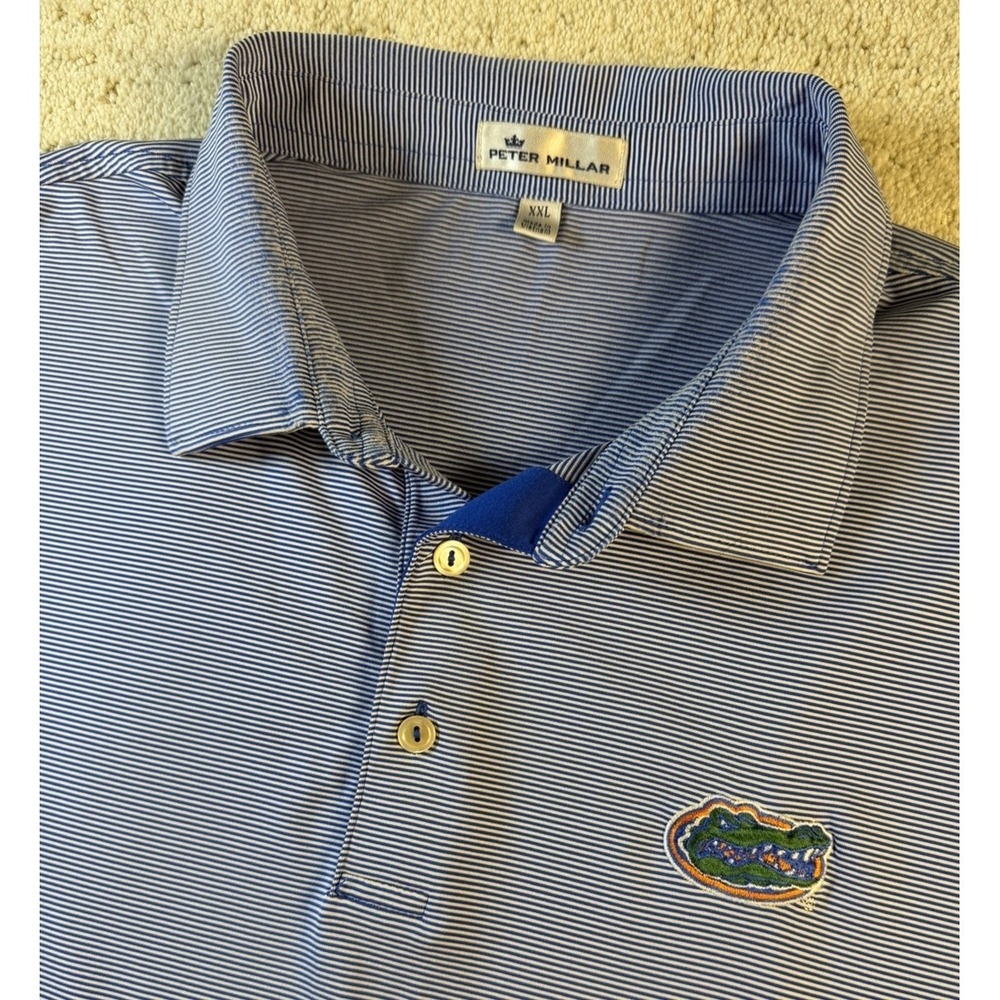 Peter Millar Summer Comfort Florida Gators Striped Polo Golf Shirt Men's Sz 2XL